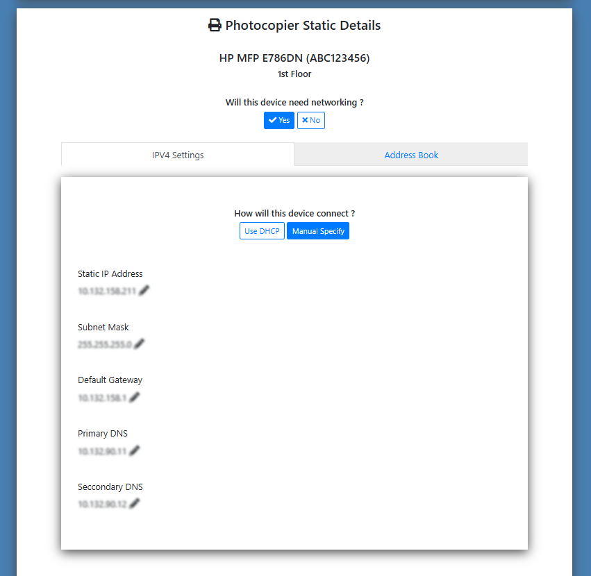 Electronic Network Survey Form